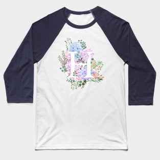 botanical monogram alphabet H hydrangea flowers Baseball T-Shirt